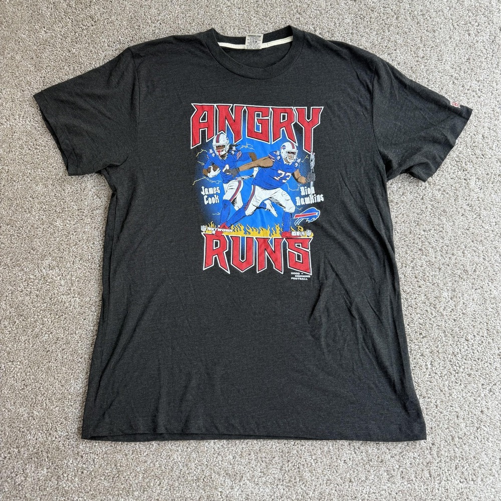 Buffalo Bills Shirt Mens Large Gray NFL Football Homage Angry Runs James Cook